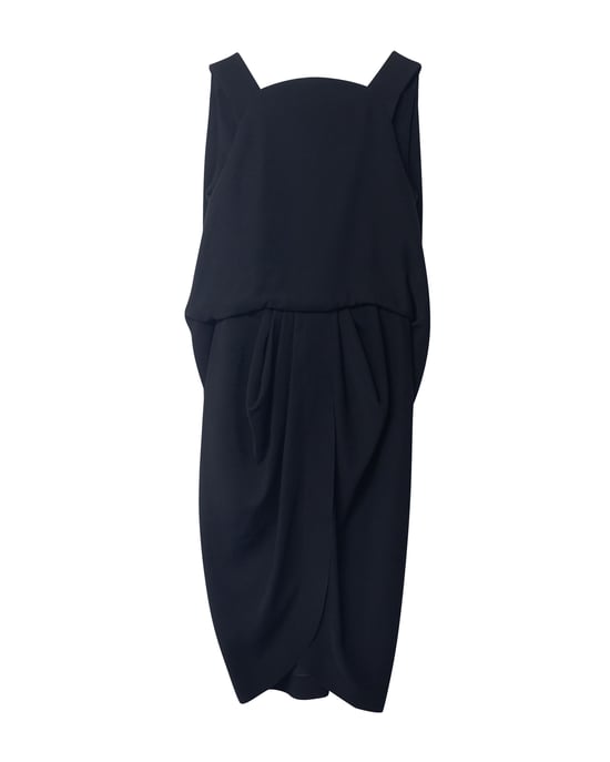 Balenciaga Draperad Kapklänning i Svart Polyester med Låg Rygg - Image 4