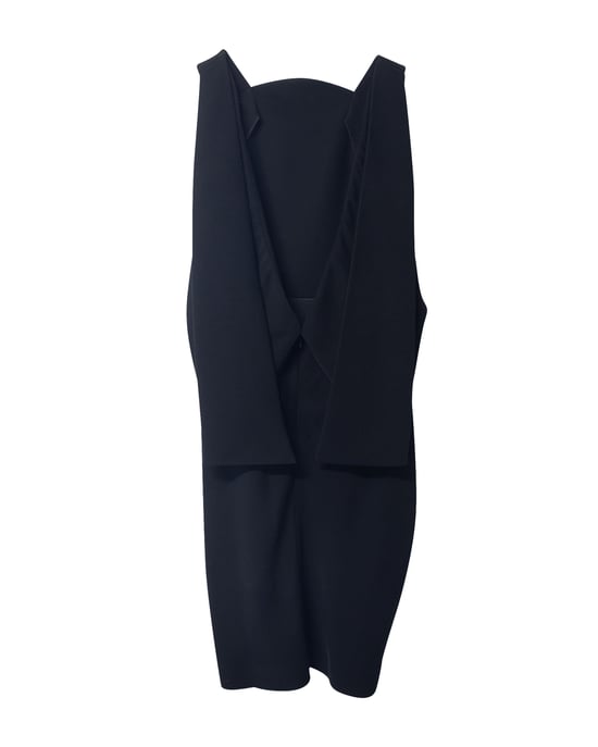 Balenciaga Draperad Kapklänning i Svart Polyester med Låg Rygg - Image 5