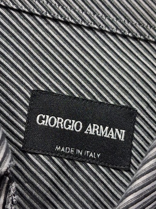 Giorgio Armani Diagonal Striped Long Sleeve Shirt in Grey Cotton - Image 4