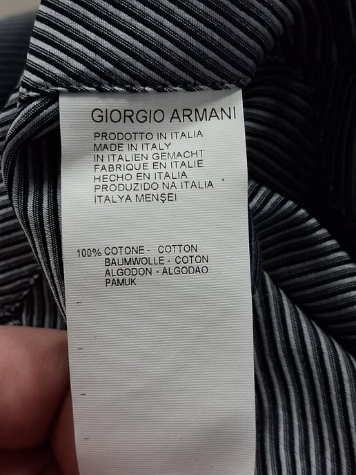 Giorgio Armani Diagonal Striped Long Sleeve Shirt in Grey Cotton - Image 6