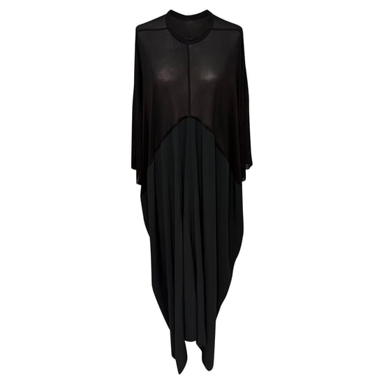 Rick Owens maxi-jurk met ronde hals en vliegerprint in zwart cupro - Image 1