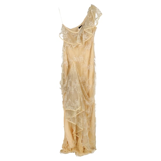 Valentino maxi-jurk met kanten ruches in geel polyester - Image 2