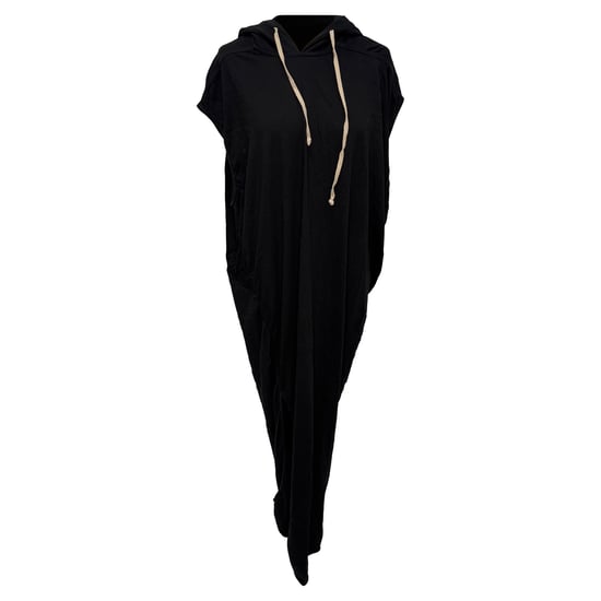 Rick Owens Edfu maxiklänning med huva i svart bomull - Image 1
