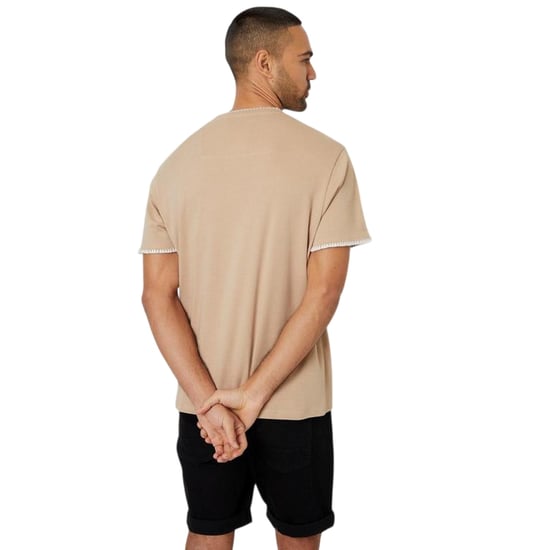 Threadbare Gebreid T-shirt voor heren van Perth (Steen/Ecru) - Image 2