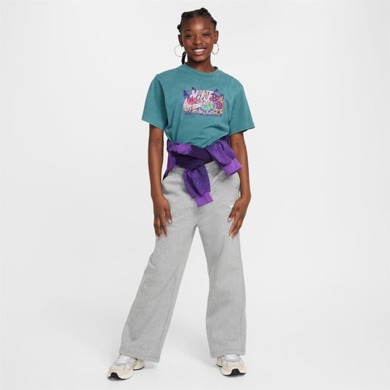 Girls Nike G Nsw Clb Flc W Jn99 in Dk Grey Heather - Image 6
