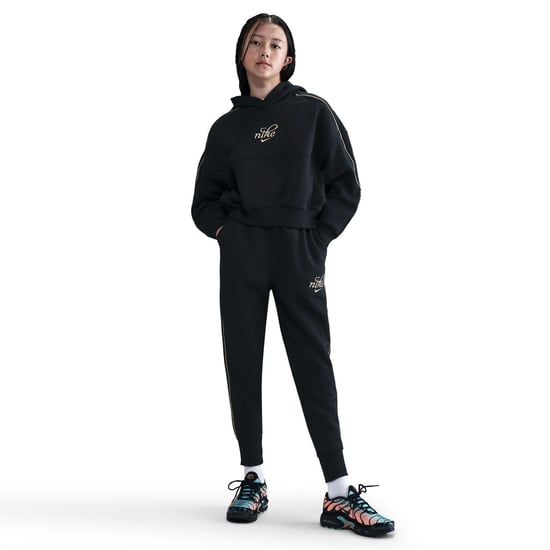 Girls Nike G Nsw Clb Flc O Jn99 in Black/Metallic - Image 3