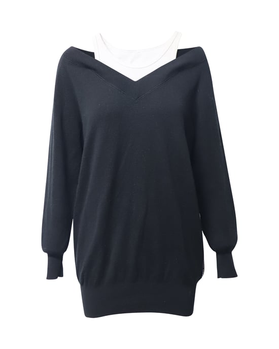 Alexander Wang Layered Sweater Dress i svart merinoull - Image 1