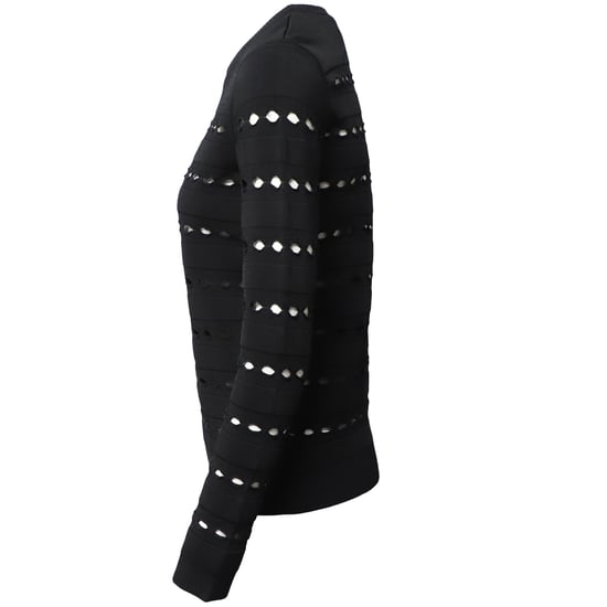 Herve Leger Stretchstickad Bandagetröja i Svart Rayon - Image 3