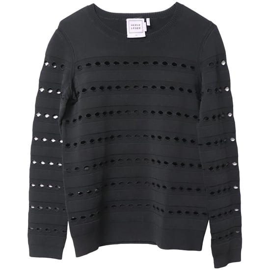 Herve Leger Stretchstickad Bandagetröja i Svart Rayon - Image 4