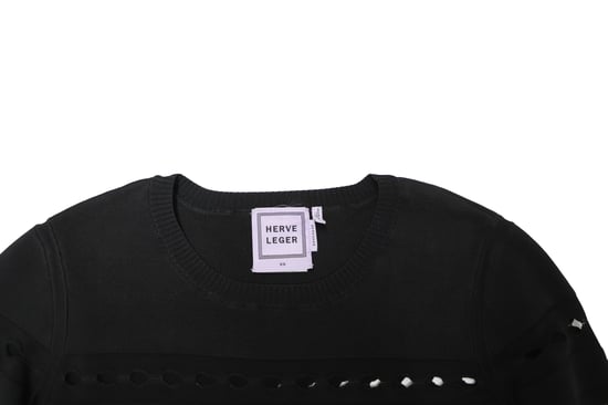 Herve Leger Stretchstickad Bandagetröja i Svart Rayon - Image 6