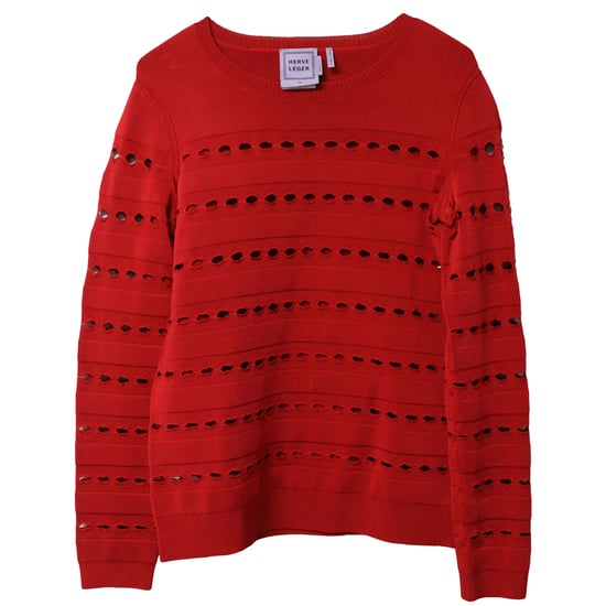 Herve Leger Stretch-Knit Bandage Pullover in Rode Rayon - Image 5