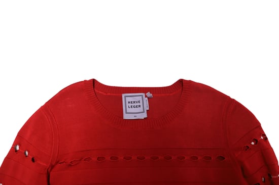 Herve Leger Stretch-Knit Bandage Pullover in Rode Rayon - Image 6