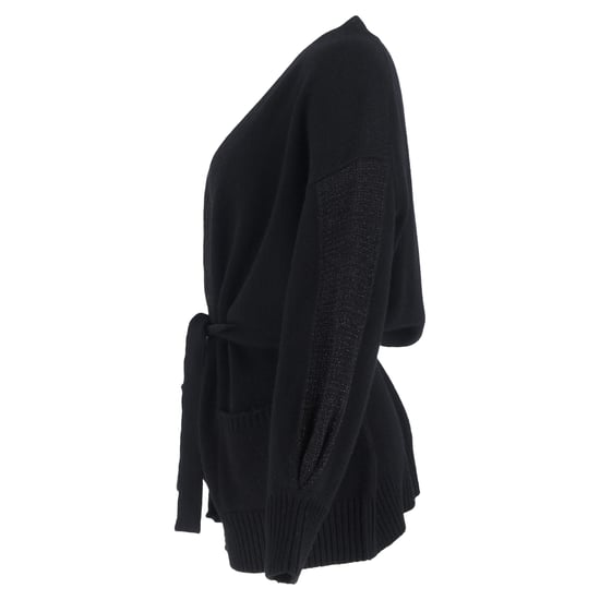 Moncler Robe Cardigan i svart ull med logotypkant - Image 2