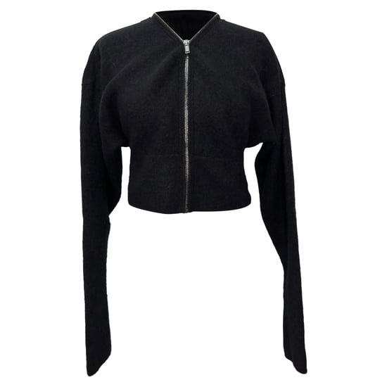 Rick Owens Batwing Klaus Zip Cardigan in zwarte alpacawol - Image 1