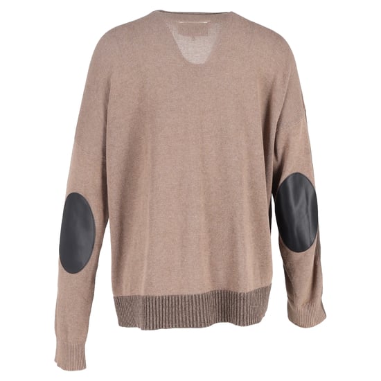Maison Margiela – Färgblockerad kofta med armbågslappar i brun bomull - Image 3