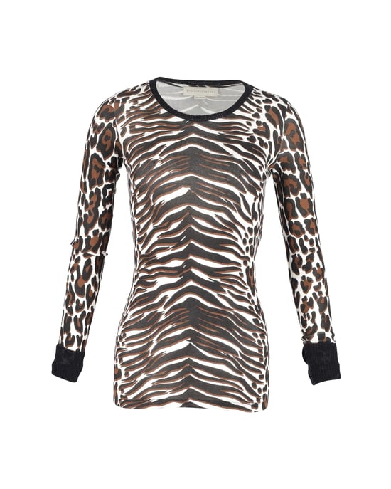 Stella McCartney Bodycon top met lange mouwen in dierenprint van katoen - Image 1