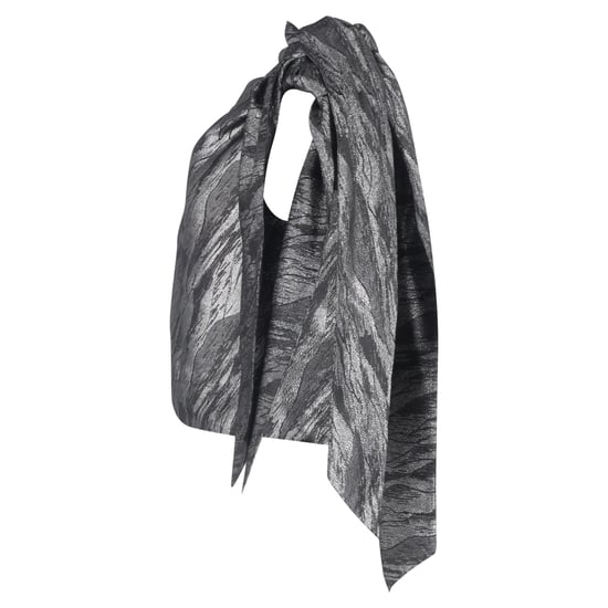 Ganni – Dubbelknäppt Jacquardblus i Silverfärgad Polyester - Image 2