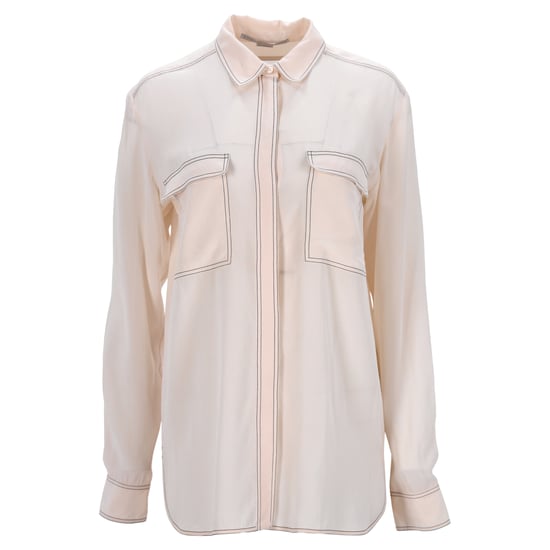 Stella McCartney overhemd met lange mouwen en twee zakken in licht perzikkleurige crêpe satijn. - Image 1