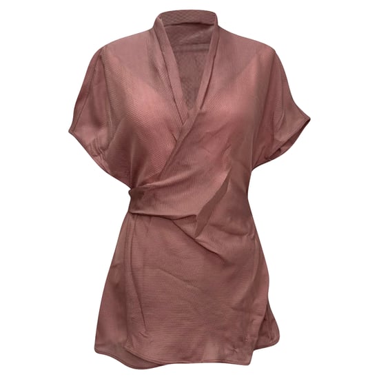 Rick Owens gedrapeerde wafelgebreide wikkelblouse in roze viscose - Image 1