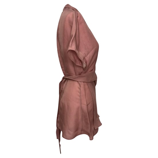 Rick Owens gedrapeerde wafelgebreide wikkelblouse in roze viscose - Image 2