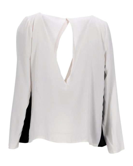 Sandro V-Neck Blouse in Grey Silk - Image 3