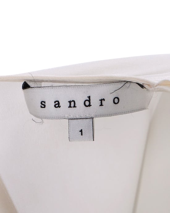 Sandro V-Neck Blouse in Grey Silk - Image 4