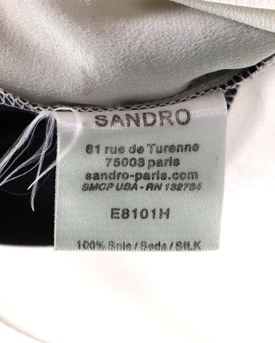 Sandro V-Neck Blouse in Grey Silk - Image 6