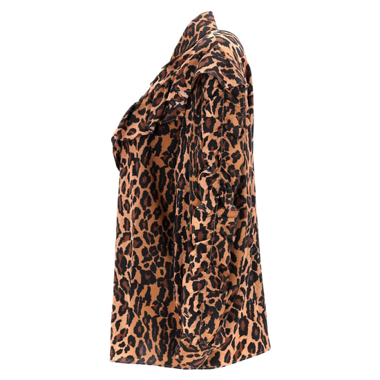 Miu Miu Leopard Print Ruffled Shirt in Brown Silk - Image 2