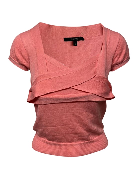 Gucci Stickad Blus i Rosa Virgin Wool - Image 3