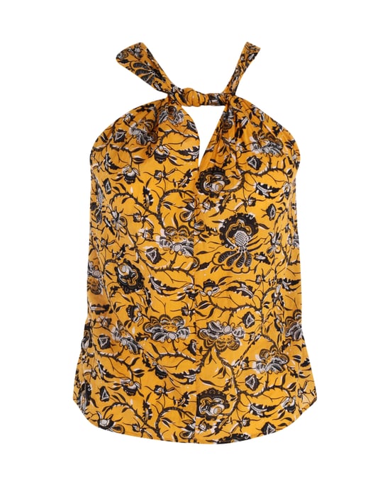 Isabel Marant haltertop met bloemenprint in geel katoen - Image 1