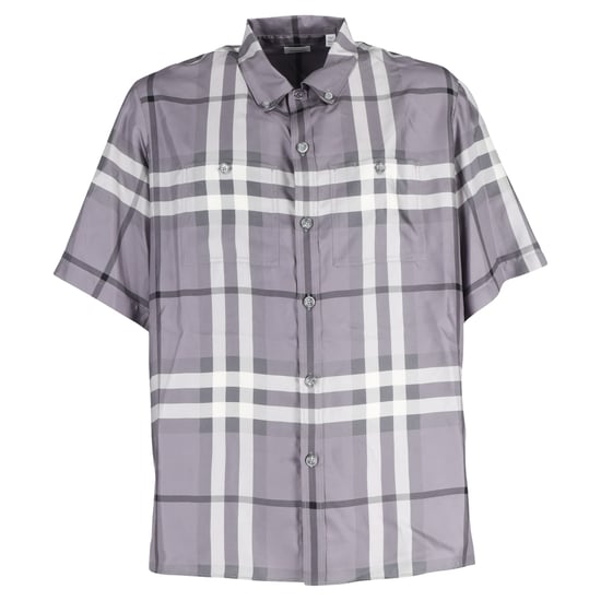 Burberry Bethnal Check Shirt in Grey Silk - Image 1