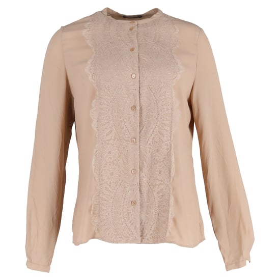 Alexander McQueen Lace Trimmed Blouse in Beige Polyester - Image 1