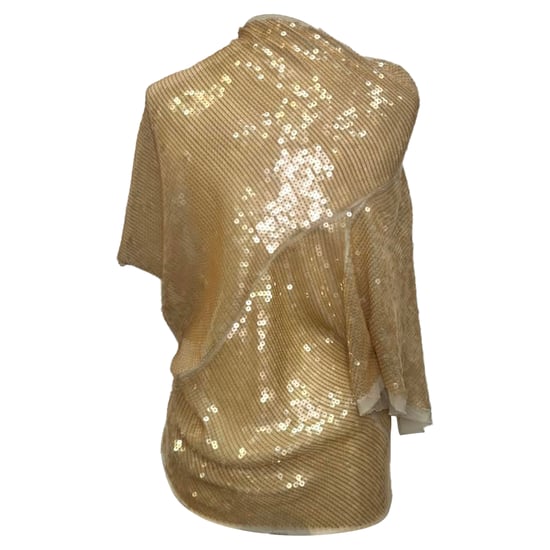 Rick Owens blouse met colkraag en pailletten in beige zijde - Image 3
