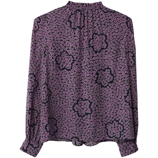 Kate Spade blommig blus med bondeärmar i lila siden - Image 4