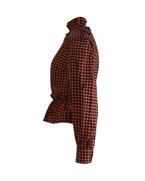 Ganni Seersucker-rutig blus i flerfärgad polyester - Image 2