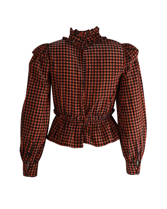 Ganni Seersucker-rutig blus i flerfärgad polyester - Image 3
