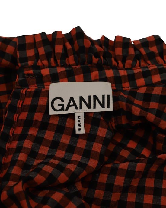 Ganni Seersucker-rutig blus i flerfärgad polyester - Image 4