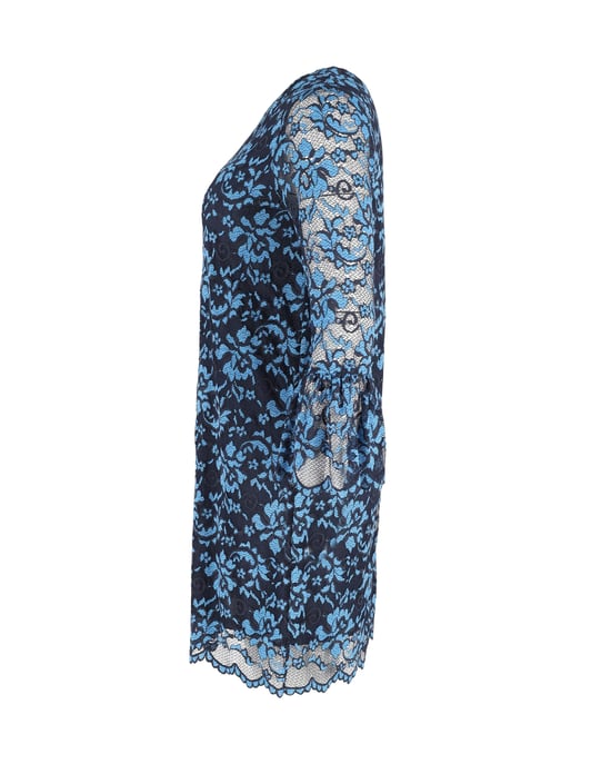 Ganni Blommig Klänning med Spetsärmar i Blå Polyester - Image 2