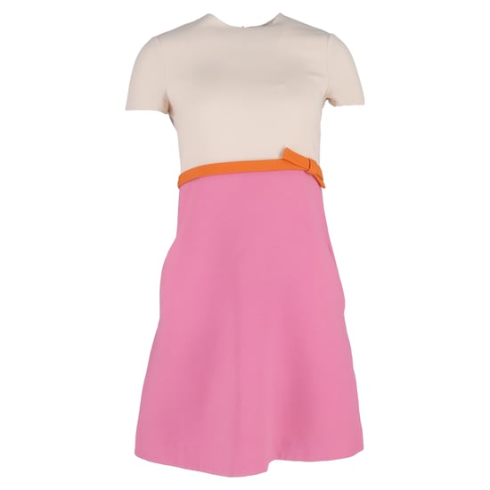Valentino Colorblock A-lijn jurk met strikdetail in roze wol - Image 1