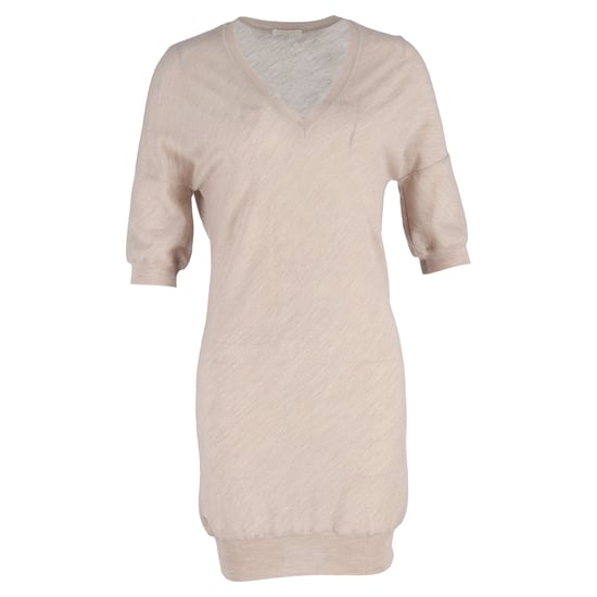 Chloé V-ringad miniklänning i beige linne - Image 1