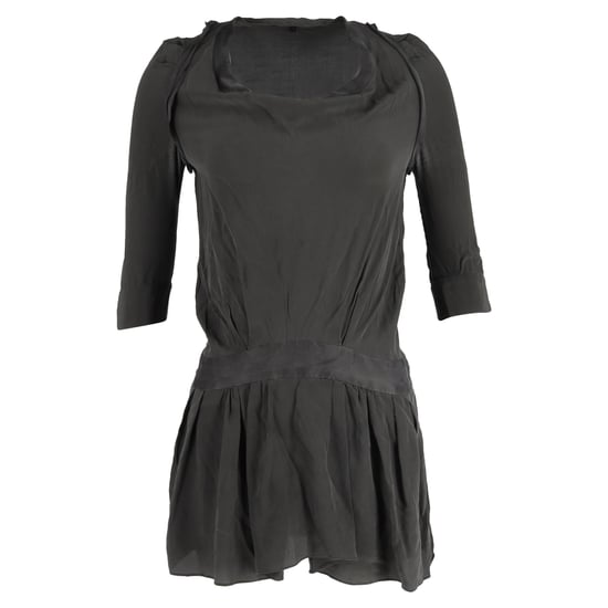 Maje Robe Mini jurk met 3/4 mouwen in olijfgroene zijde - Image 1