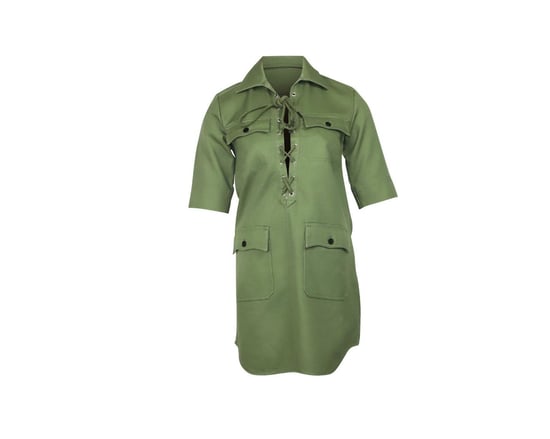 Zadig & Voltaire Record Brodé Tigre Skjortklänning i Khaki Grön Bomull - Image 1