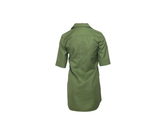 Zadig & Voltaire Record Brodé Tigre Skjortklänning i Khaki Grön Bomull - Image 3