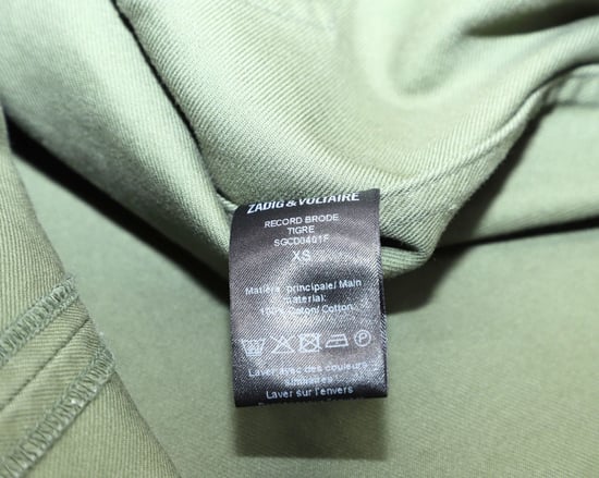 Zadig & Voltaire Record Brodé Tigre Skjortklänning i Khaki Grön Bomull - Image 4