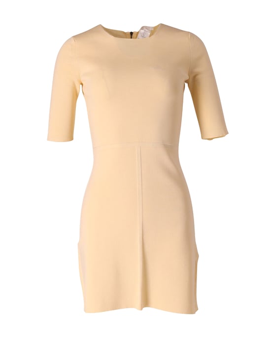 Chloe mini-jurk met ronde hals in pastelgeel polyester - Image 1