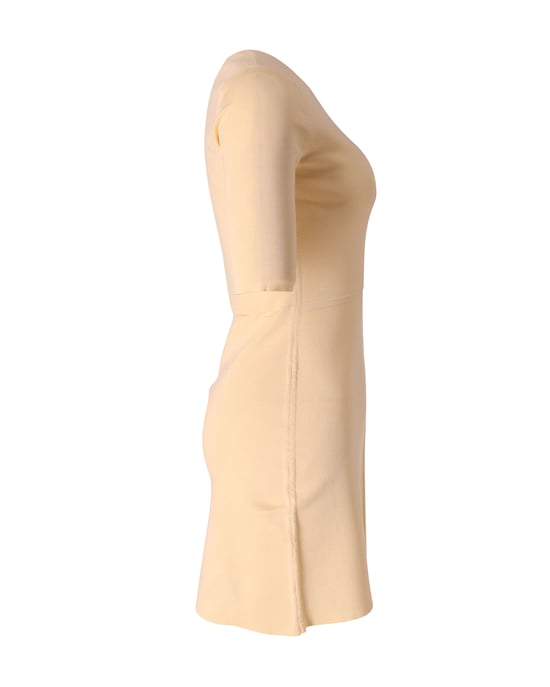 Chloe mini-jurk met ronde hals in pastelgeel polyester - Image 2