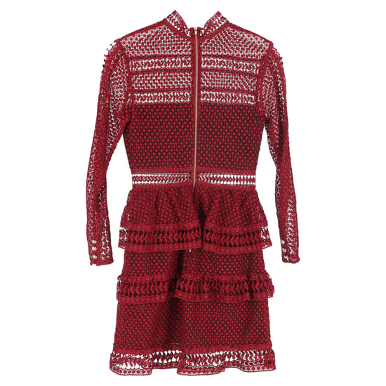 Självporträtt Spetstillägg Mini Klänning med Långa Ärmar i Burgundy Polyester - Image 2