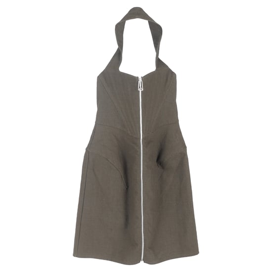 Bottega Veneta Salon mini-jurk met halternek in olijfgroen linnen - Image 1