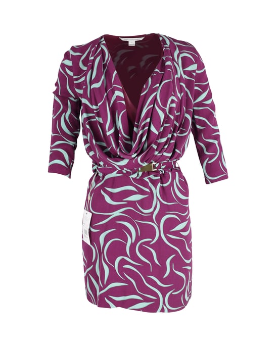Diane Von Furstenberg Danil mini-jurk met colkraag en riem in veelkleurig polyester - Image 1