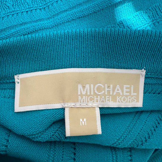 Michael Kors – Randig miniklänning med volanger och stretch i turkos viskos - Image 5
